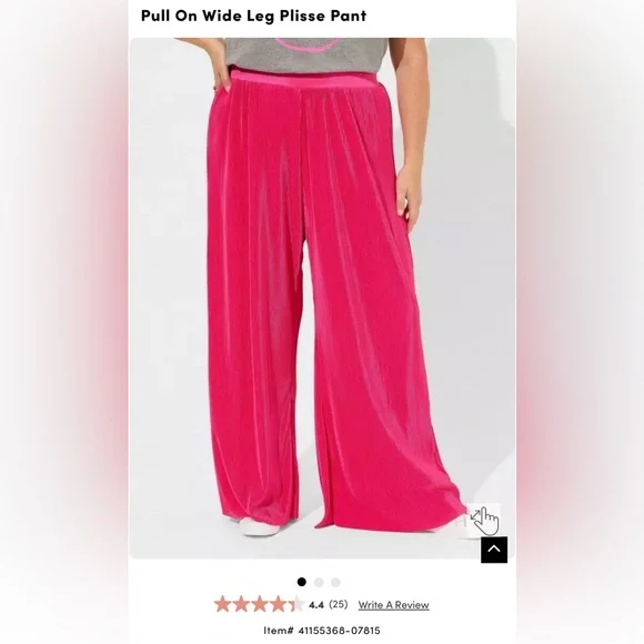 Torrid Hot Pink Wide-Leg Plisse Pant - Picture 4 of 5